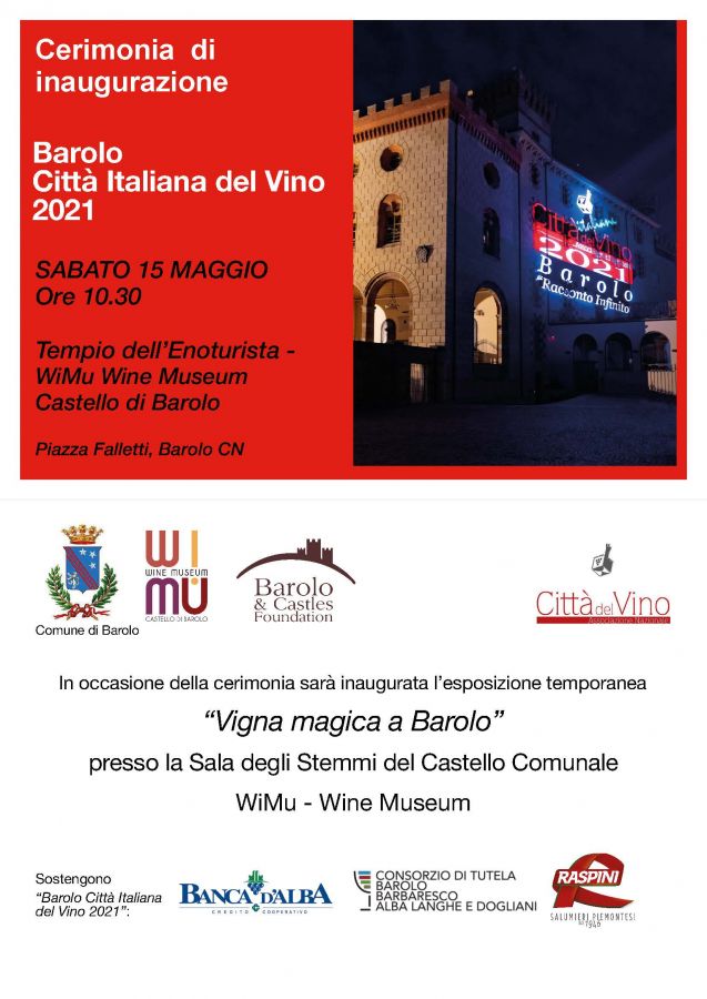 Sabato 15 maggio si inaugura Barolo Città Italiana del Vino 2021